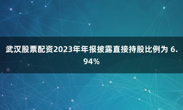 武汉股票配资2023年年报披露直接持股比例为 6.94%